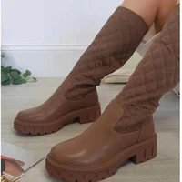 sock boots mid boot hida round shape pu keep warm waterproof and nonslip increase light women boots flying weaving women shoes