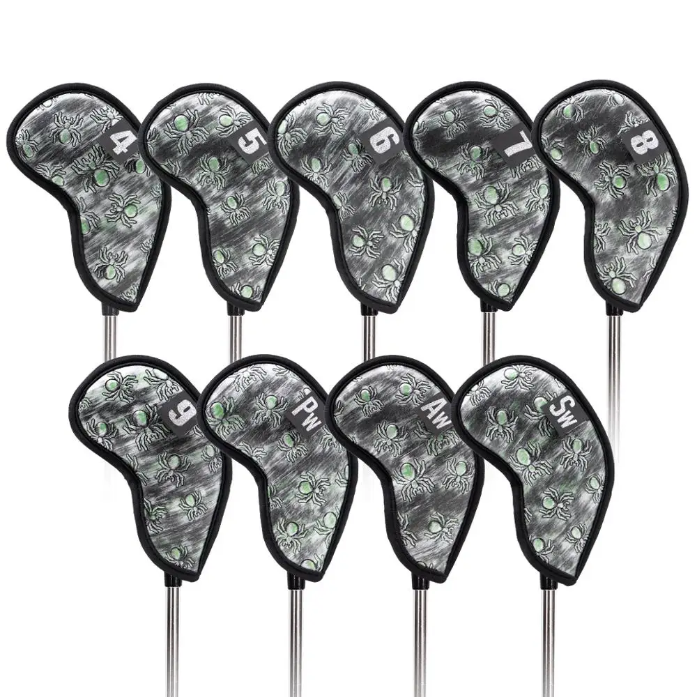 

2023New Style Spider Design Golf Club Iron Cover Golf Iron Head Covers Golf Club Iron Headovers Wedges Covers 9pcs/set