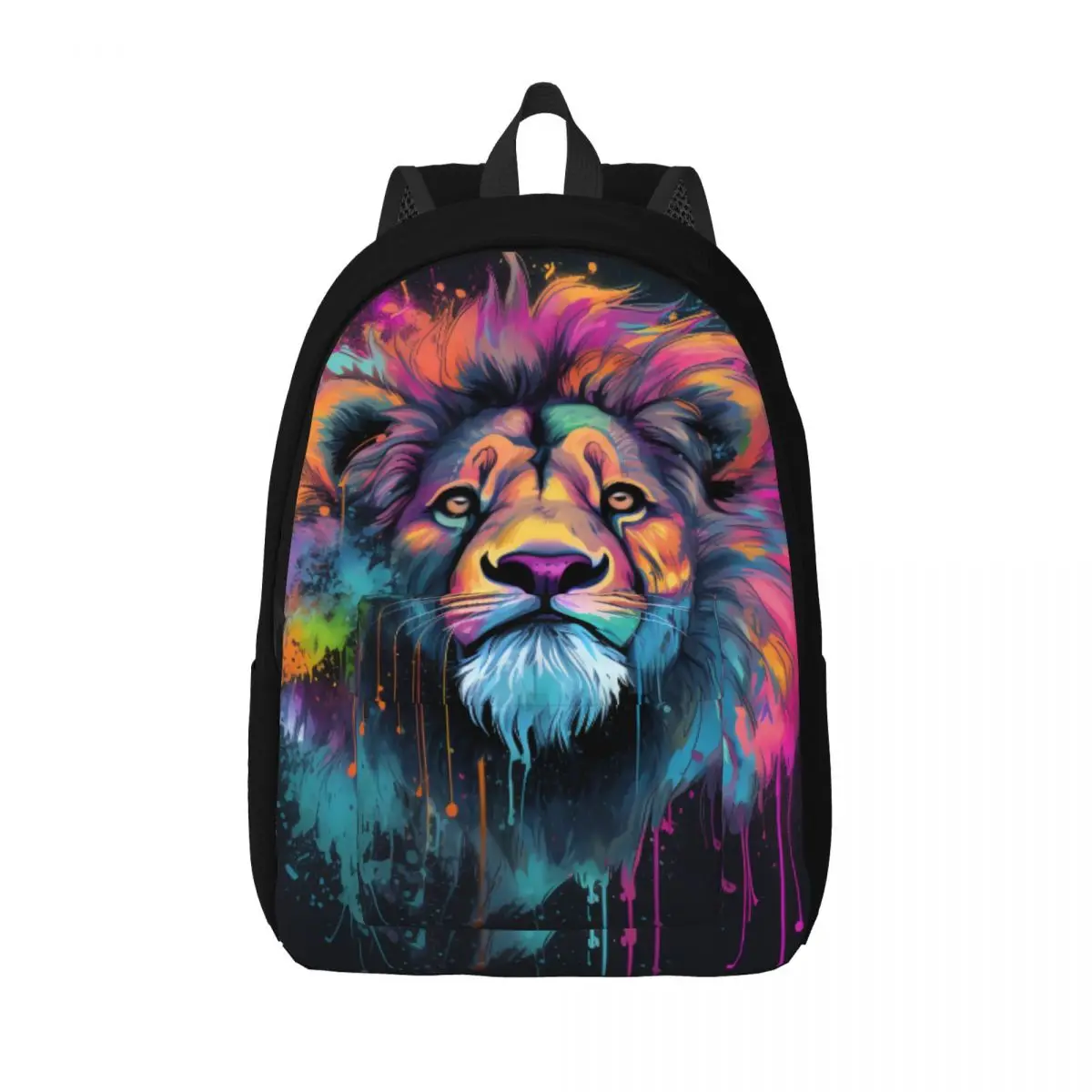 

Lion Canvas Backpacks Grafitti Psychadelic Fun Bag Workout Backpack Lightweight Bags