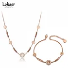 Модные ожерелья и браслет Lokaer из нержавеющей стали с фианитами в виде растений и дерева с кристаллами для женщин и девочек, глиняные стразы, ювелирные наборы SE066