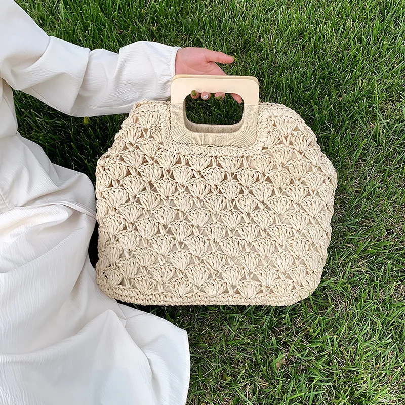 

Vintage Bohemian Straw Woven Bag for Women Summer Large Capacity Beach Handbags Rattan Handmade Kintted Travel Bags Bolsas Mujer