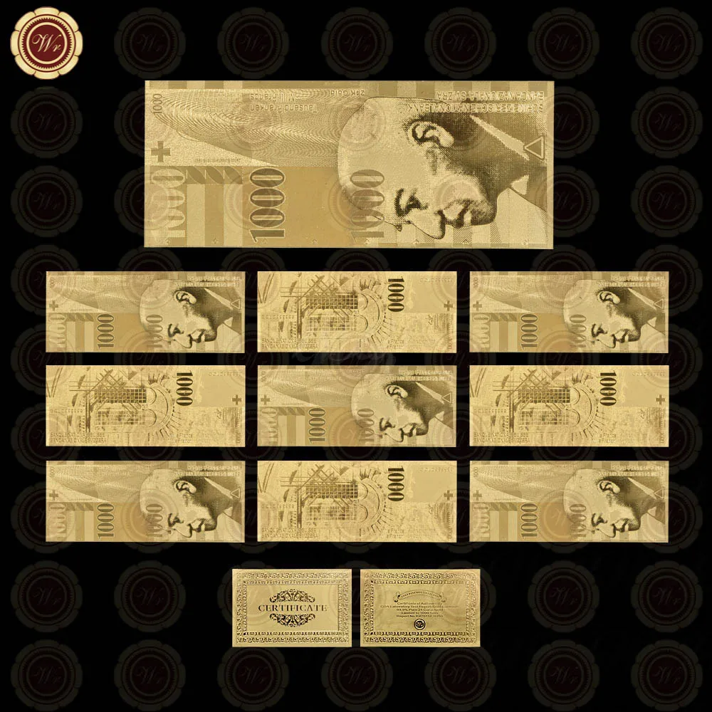 10 шт./набор сувенирные банкноты швейцарского серебра