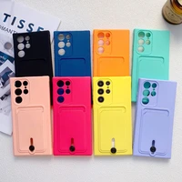 litboy candy color phone case for samsung galaxy s22 ultra case card slot silicon coque s22 pro s20 fe s21 ultra soft back cover