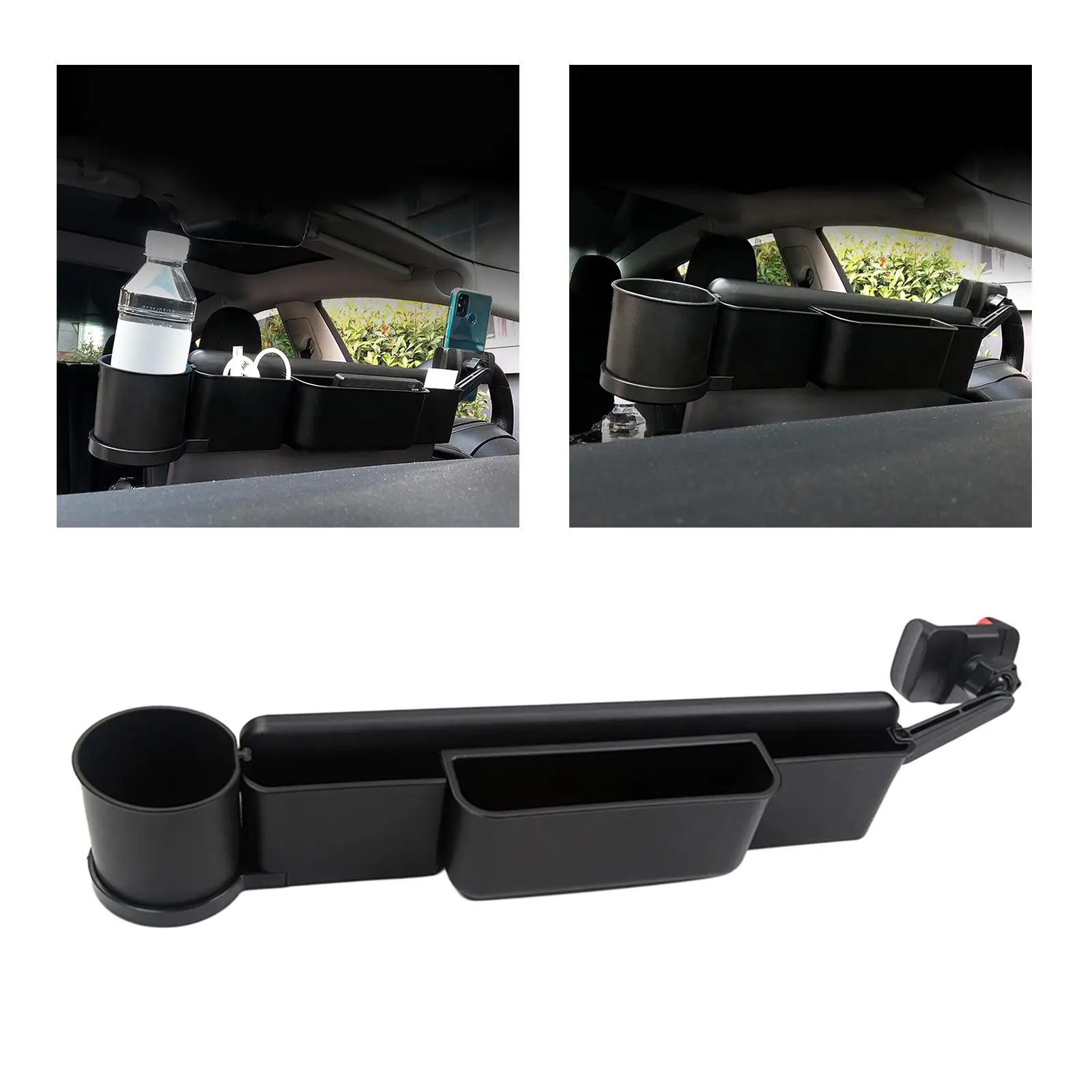 

For Tesla Model 3/Y ABS Car Phone Mount Stand Organizer Accessorri Tidy Storage Storage Box+Mobile Phone Holder+Water Cup