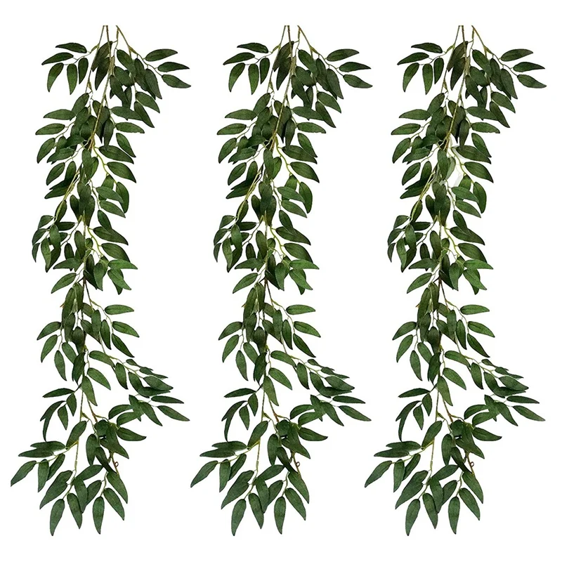 

HOT SALE 3 Pcs 17.7Ft Artificial Vines Fake Greenery Garland Willow Leaves With Total 60 Twigs Stems Hanging Plants String
