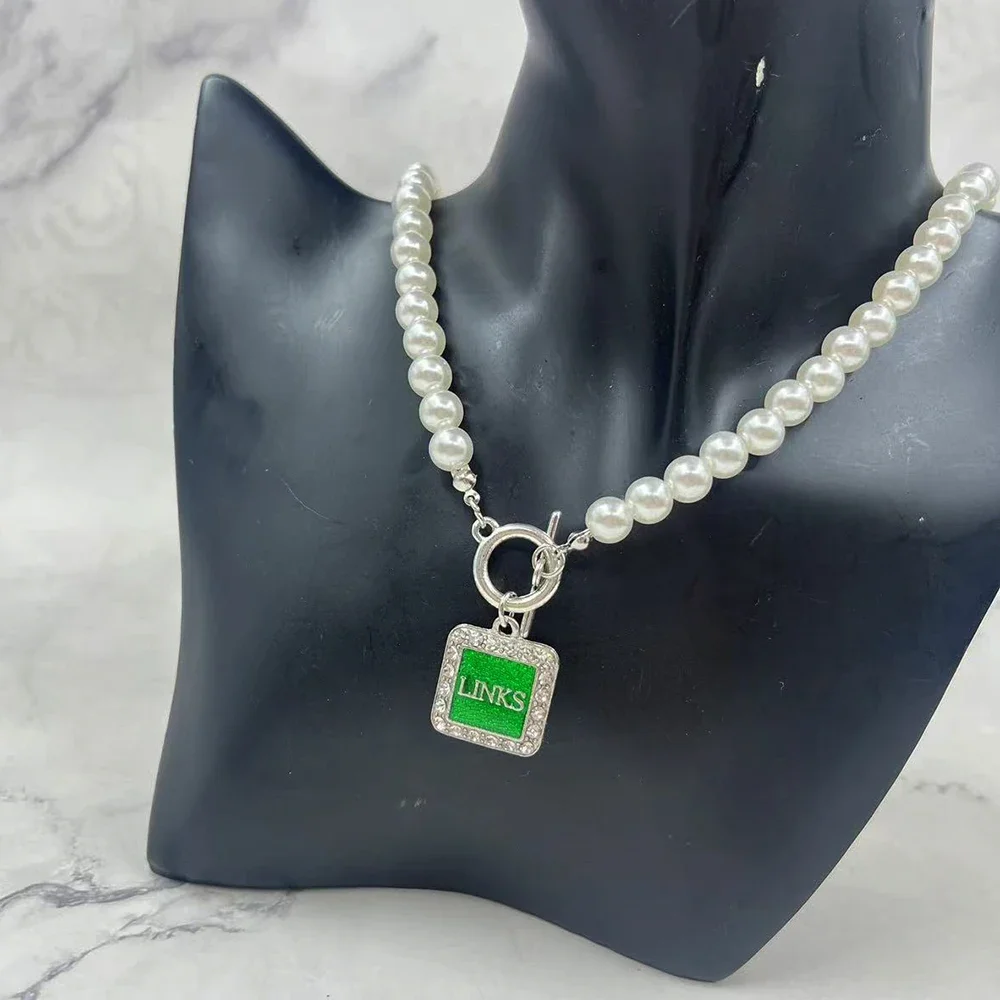 Прямая продажа колье с пряжкой OT 8 мм жемчужное греческое болельщика зеленые