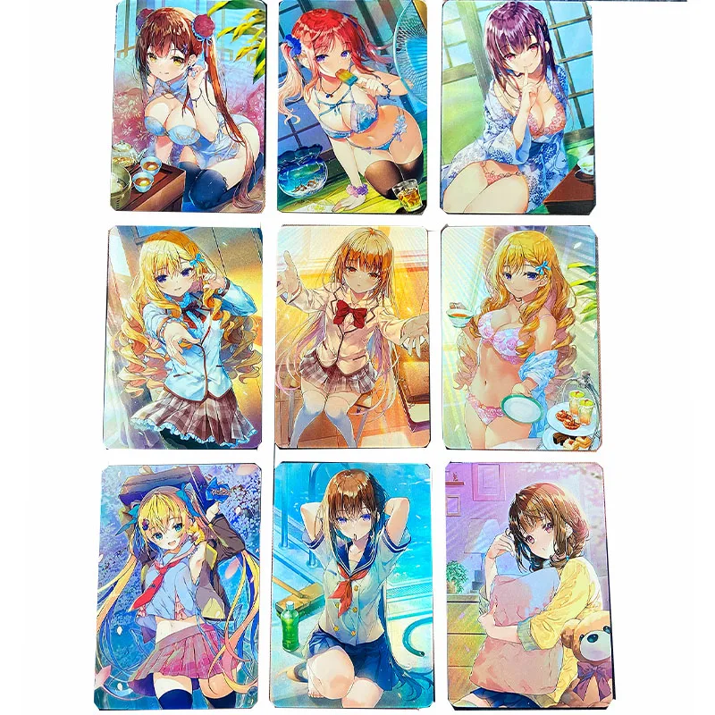 

9pcs/set New underwear girl Selected 2st bullet Student Uniform Swimsuit Flash Cards ACG Sexy Kawaii Anime Game Collection Cards