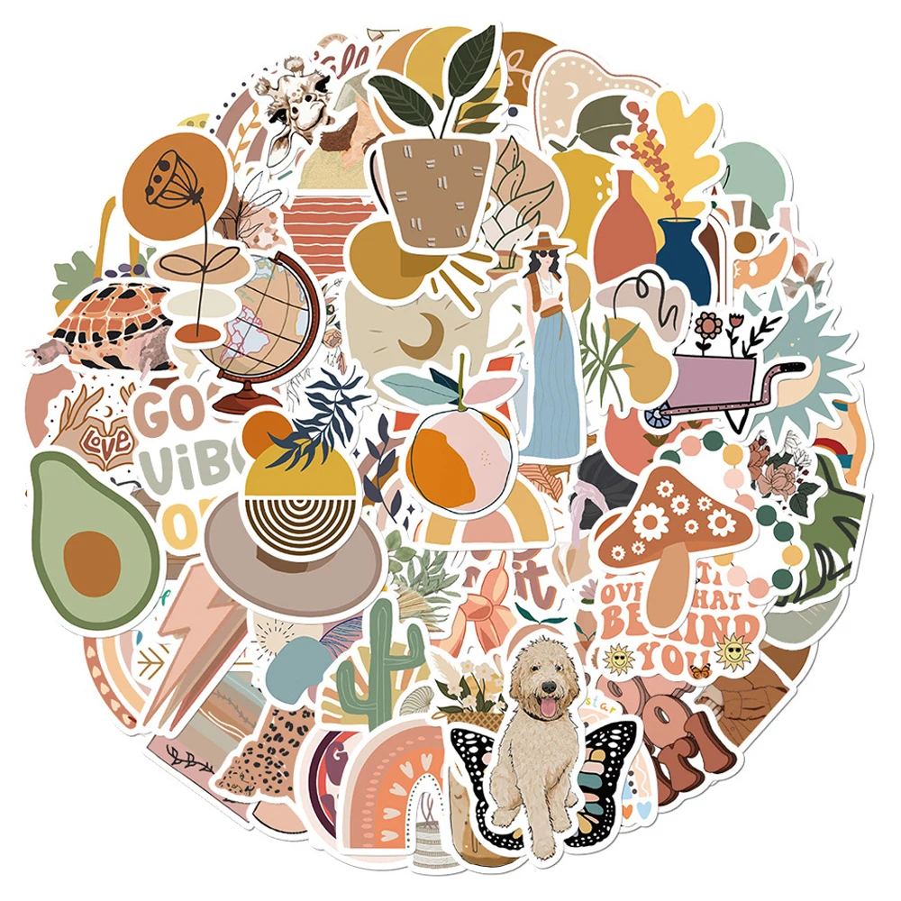 

10/30/50/100pcs Cartoon Art Bohemian Stickers Aesthetic Decals Toy Skateboard Laptop Phone Bicycle Fridge Car Sticker Decoration