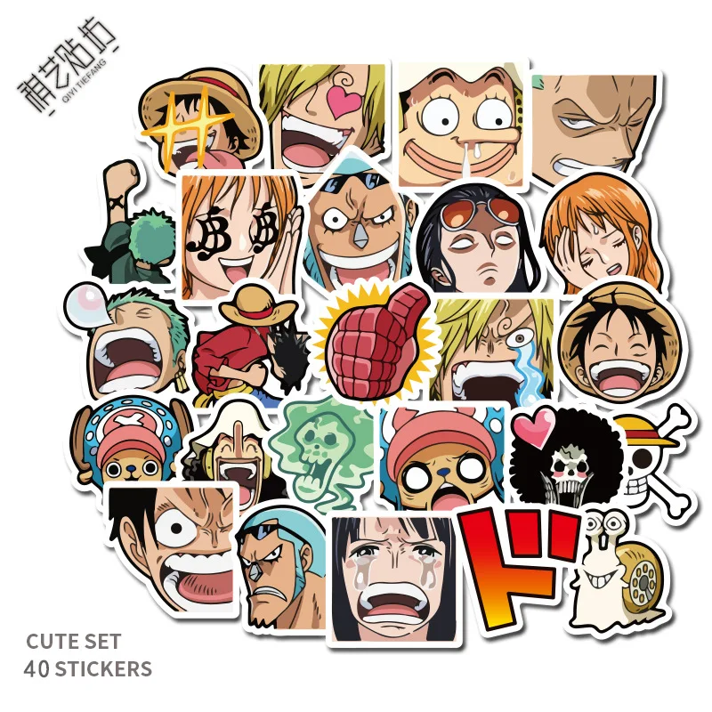 

40 Packs of Anime One Piece Cartoon Stickers Hand Account Notebook Car Stickers Stationery Mobile Phone Water Cup Stickers