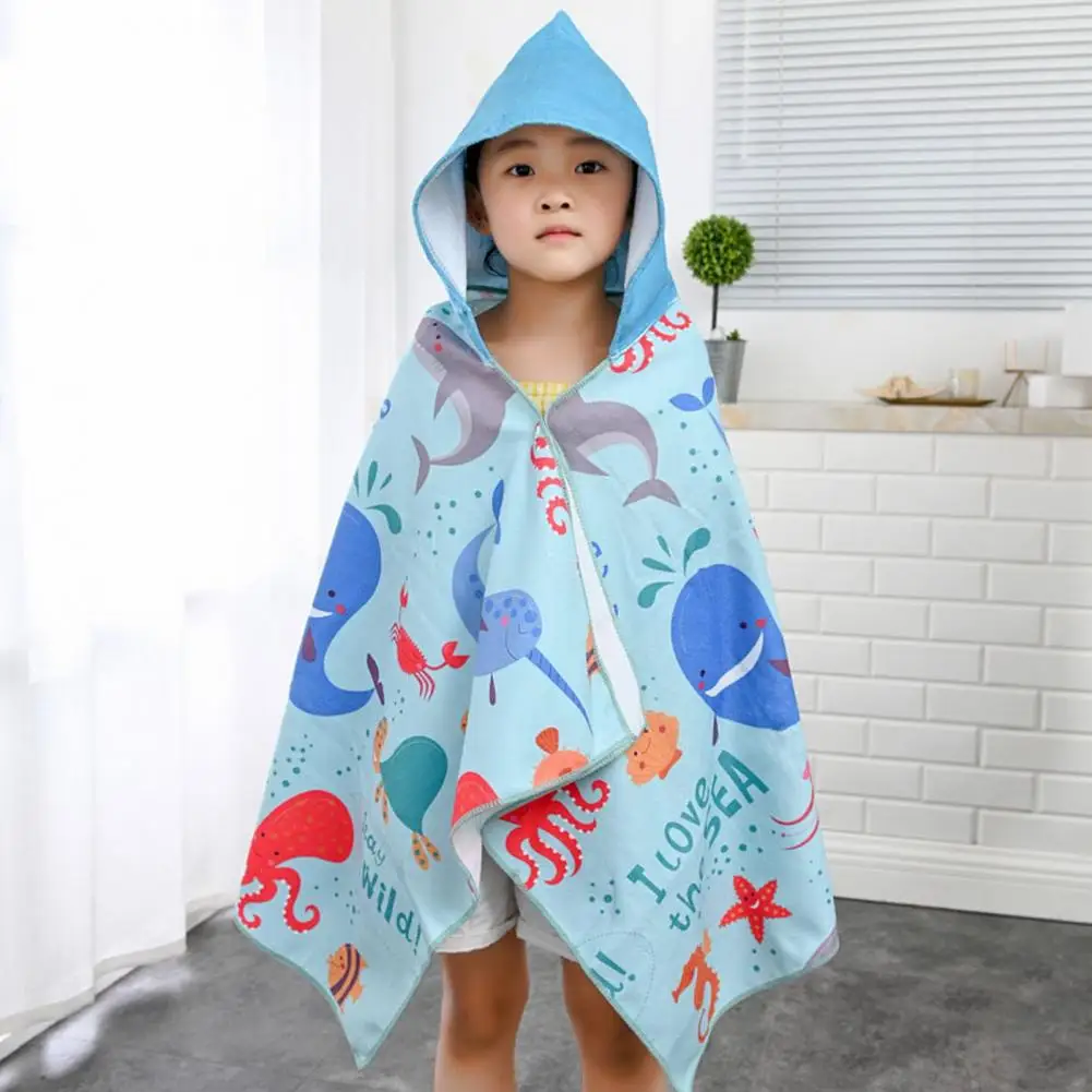 

Kids Beach Towel Cute Striped Cat Pattern Children Hooded Shower Towel Flamingo Printing Cape Shower Towel Blanket for Outdoor