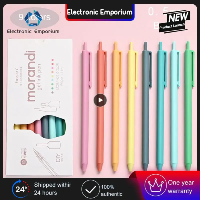 

Hand Account Pen 15.7×0.8mm Morandi Press Candy-colored Gel Pen Take Notes 9-color Student Simple Gel Pen Plastic Pen Set 70g