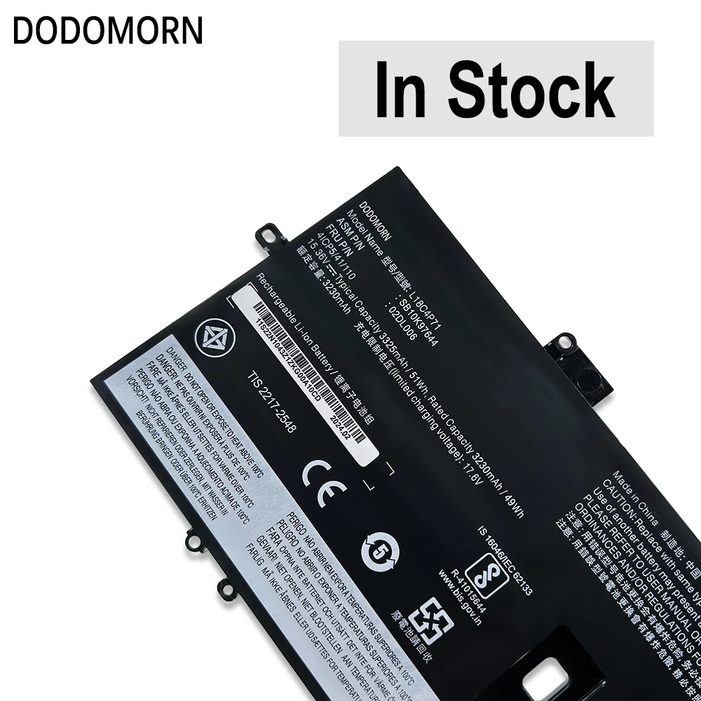 DODOMORN L18C4P71 SB10K97644 для Lenovo ThinkPad X1 Carbon 7-го/8-го поколения 2019 2020 Yoga 4-го/5-го аккумулятор