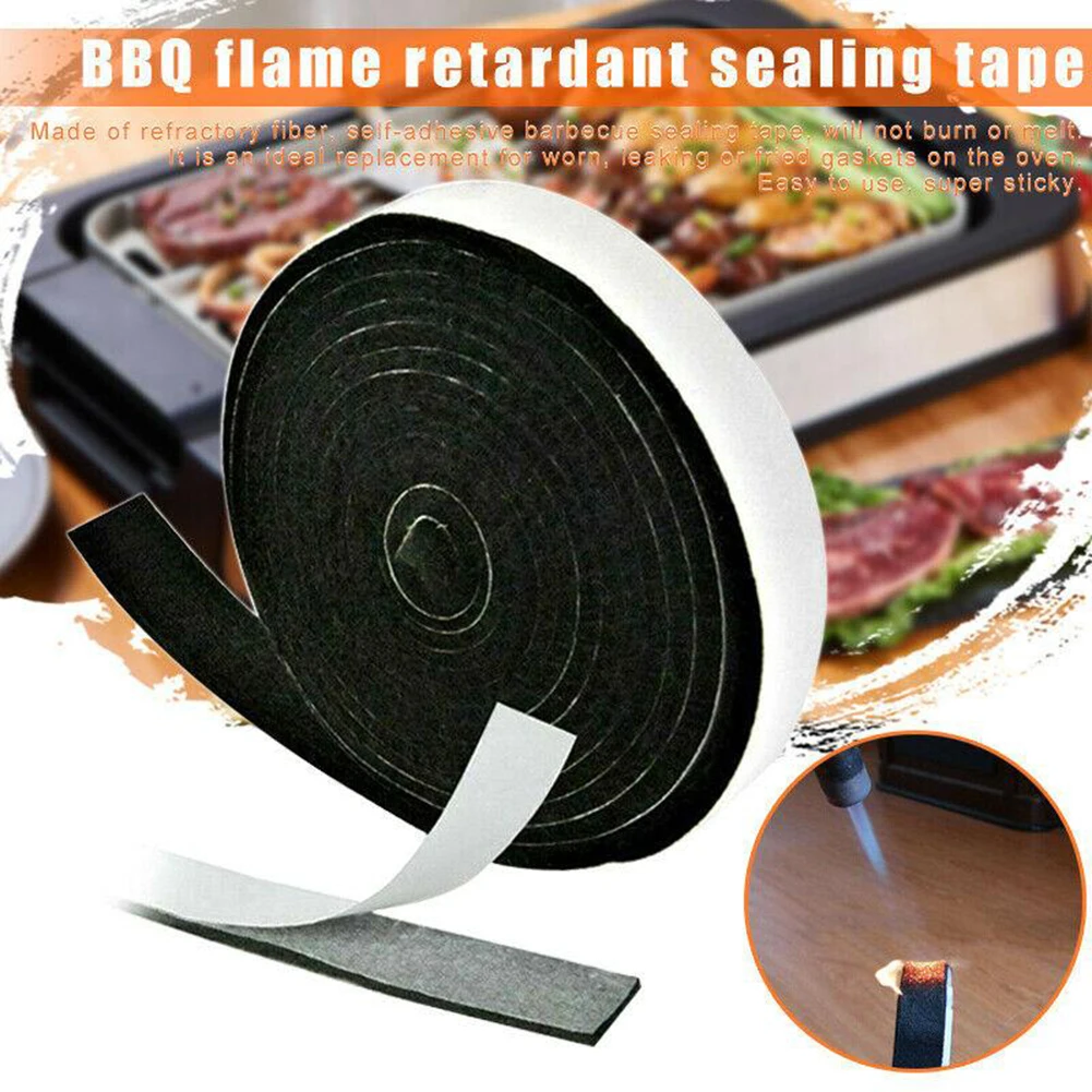

High Heat Barbecue Smoker Gasket BBQ Door Lid Grill Seal Adhesive Sealing Tape Fire Resistant Fibre Self-adhesive