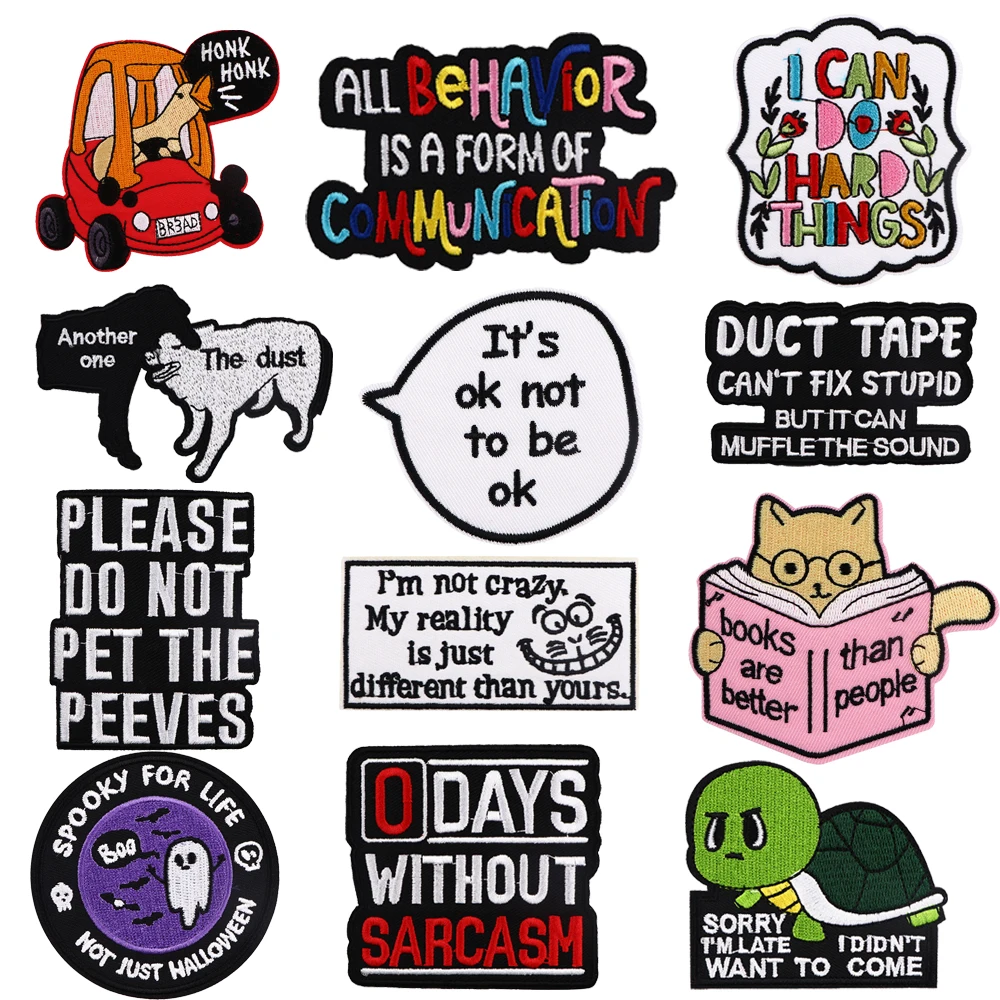 DIY Цитата вышитые Мультяшные милые термоклейкие нашивки значки лоскутное шитье
