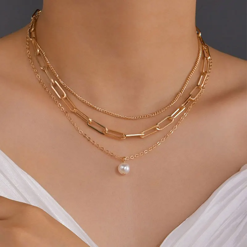 

Vintage Pearl Charm Layered Necklace Women's Jewelry Layered Accessories for Girls Clothing Aesthetic Gifts Fashion Pendant 2022