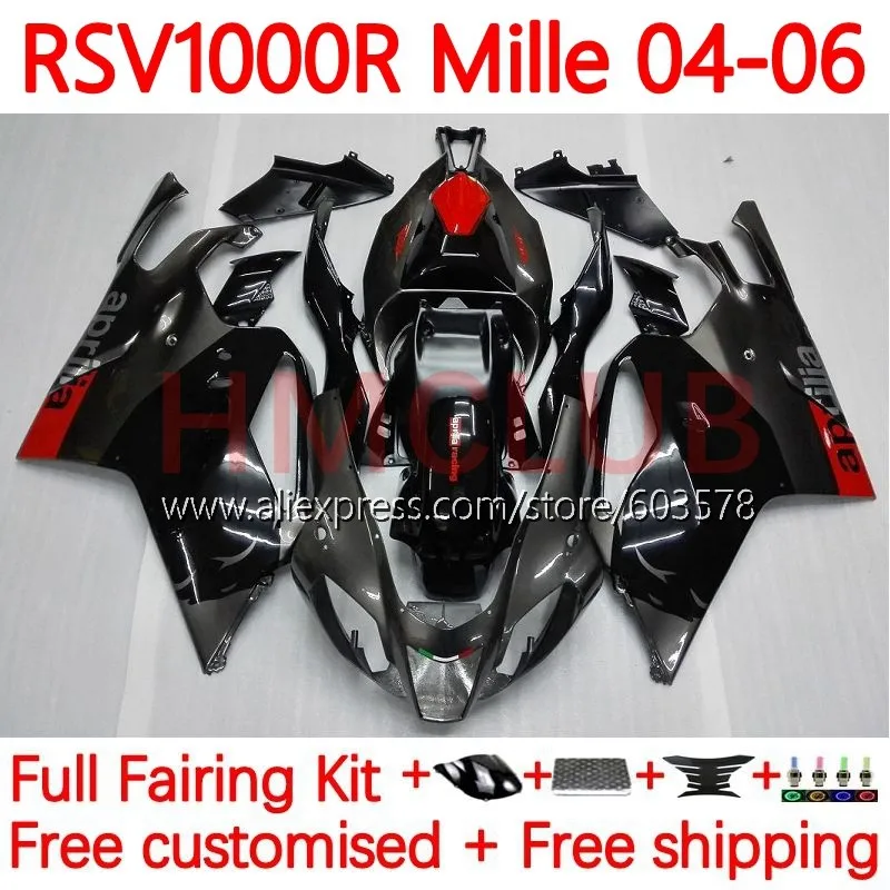 

Корпус от производителя, обтекатель 160No.3 для Aprilia тысяч RSV 1000 R RR RSV1000RR RSV1000R RSV1000, черный, серый, 2004, 2005, 2006, 1000R, 04, 05, 06