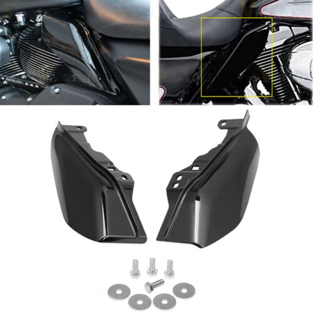 

Motorcycle Gloss Black Mid-Frame Air Deflector Heat Shield For Harley CVO Touring Electra Road Street Glide Classic 2017-2021
