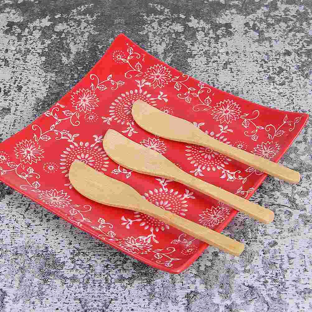 

10 Pcs Stuffing Spoon Cake Spatula Jam Spreader Tool Kitchen Lettering Batural Mask Dumpling Filling Wooden Bamboo Butter Knife