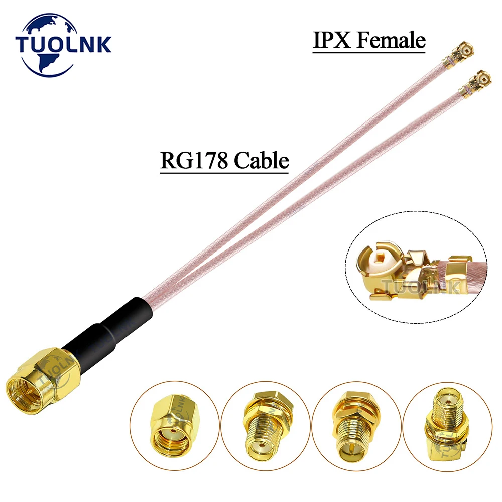 

SMA Type Male/Female Connector to 2 UFL/U.FL/IPX Female Jack Splitter Cable RG178 Pigtail RF Coaxial WIFI Antenna