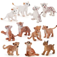 11pcs simulation wild zoo animals tiger models action figures leopard figurines miniature collection kids toy