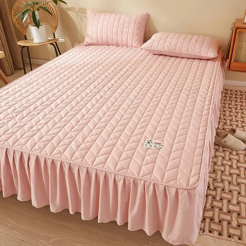 

Category A Raw Cotton Thickened Soybean Quilted Bed Skirt Protective Cover Fitted Sheet Bedspread Mattress Cover Soft Bed Skirts