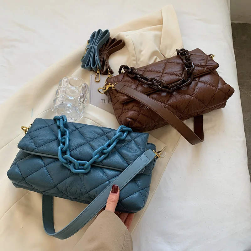 

Маленькая квадратная сумка с ромбовидной сеткой высокого качества, 2022, женская сумка на плечо, сумка через плечо с цепочкой, женская сумочка...