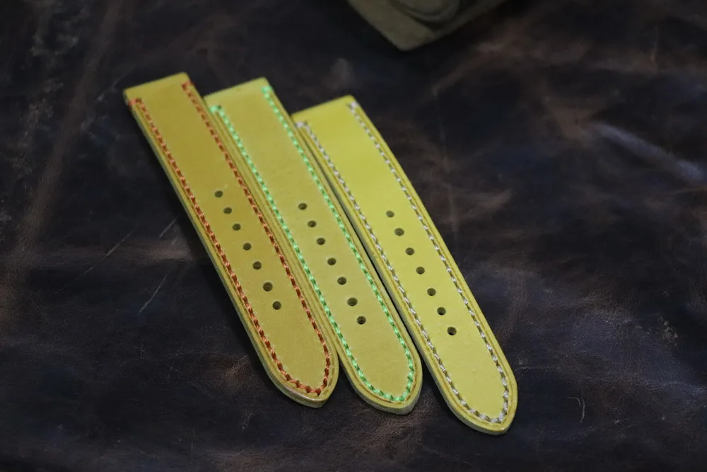 

20mm Handmade Genuine Leather Strap Watchband high quality Wristband Bracelet yellow Watch belt Outdoor leisure vintage strap
