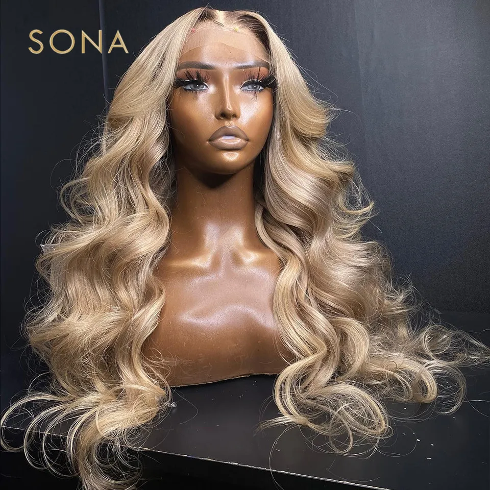 

Парик блонд 13x6 HD с прозрачной кружевной передней частью, предварительно выщипанные передние парики 13X 4 из натуральных человеческих волос с волнистыми волосами медового и светлого цвета