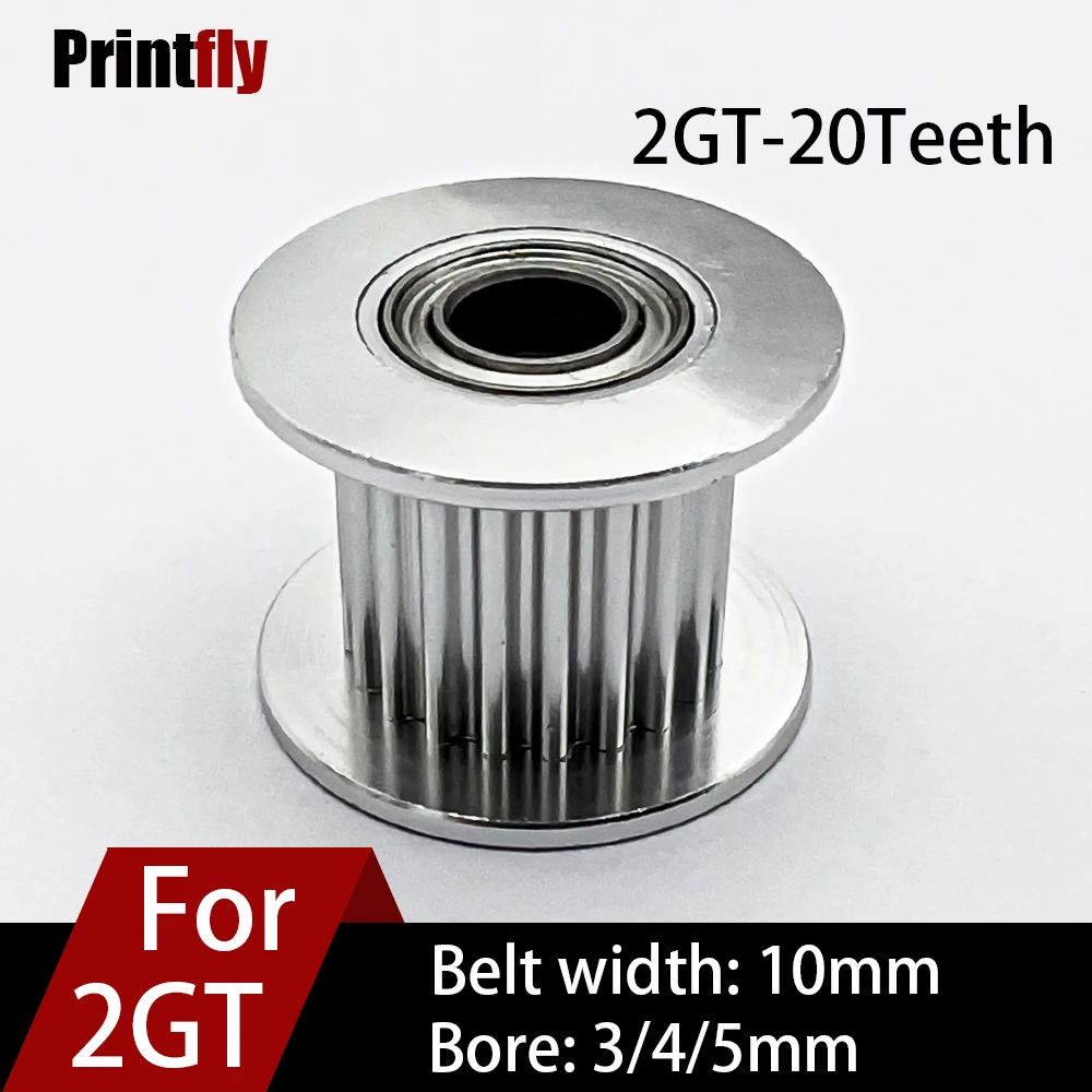 Printfly-piezas de impresora 3D 2GT, 20 dientes, rueda sincrónica, polea de sincronización GT2, diámetro de 3MM, 4MM, 5MM, engranaje para correa de distribución GT2