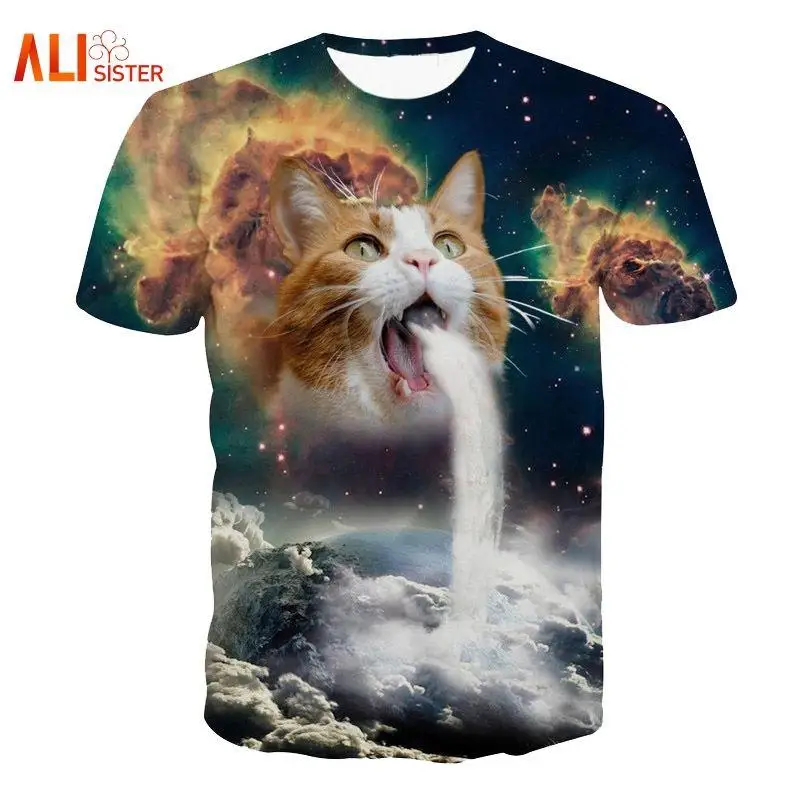 

Summer Men's And Women's T-shirt Cute Cat Pattern 3D Printing Round Neck Funny Pet Print LargeSizeUnisexChildren's Top Pullover