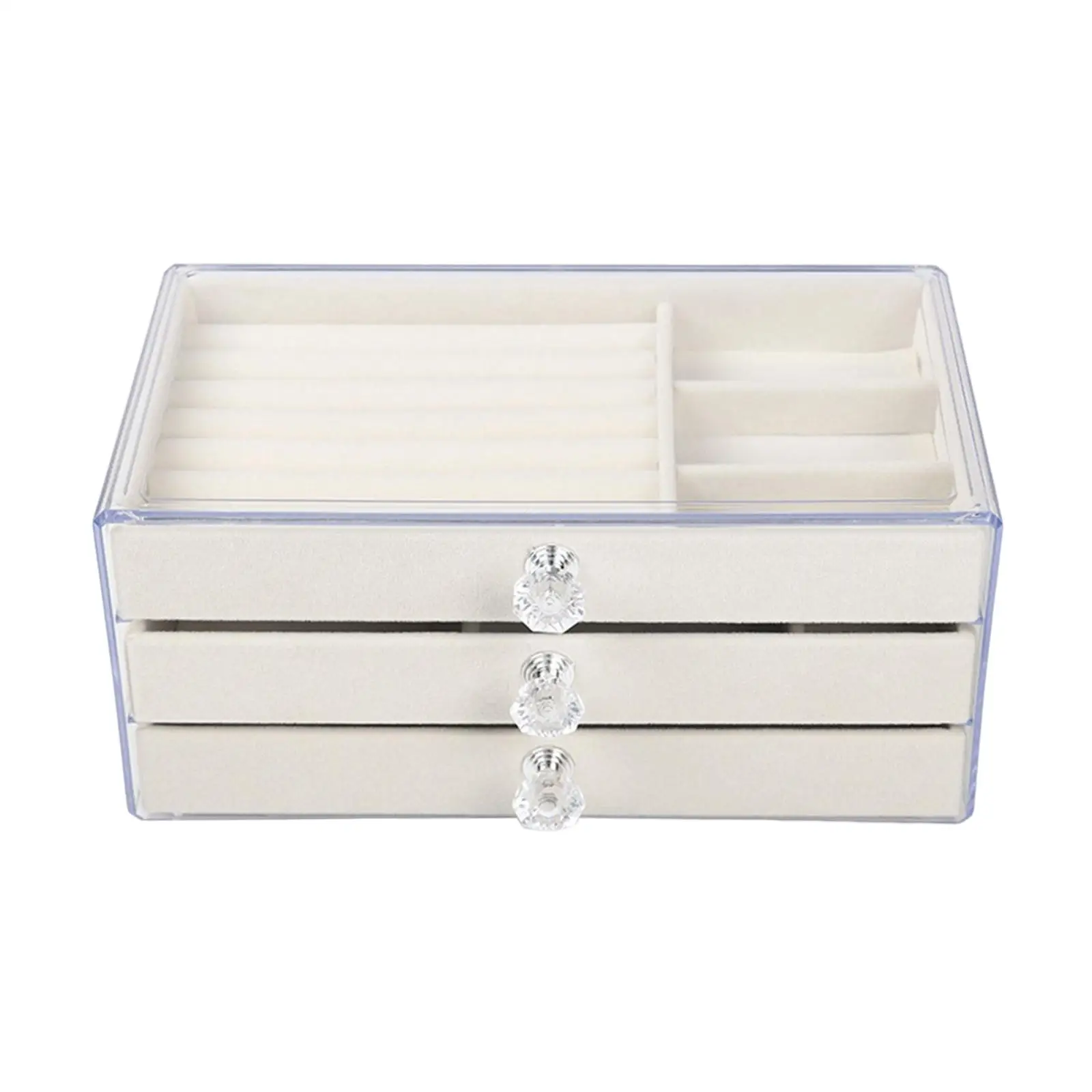 

Portable Jewelry Organizer Box with 3 Drawers Multifunctional Showcase Storage Case Organiser for Watches Rings Gift Girls Women