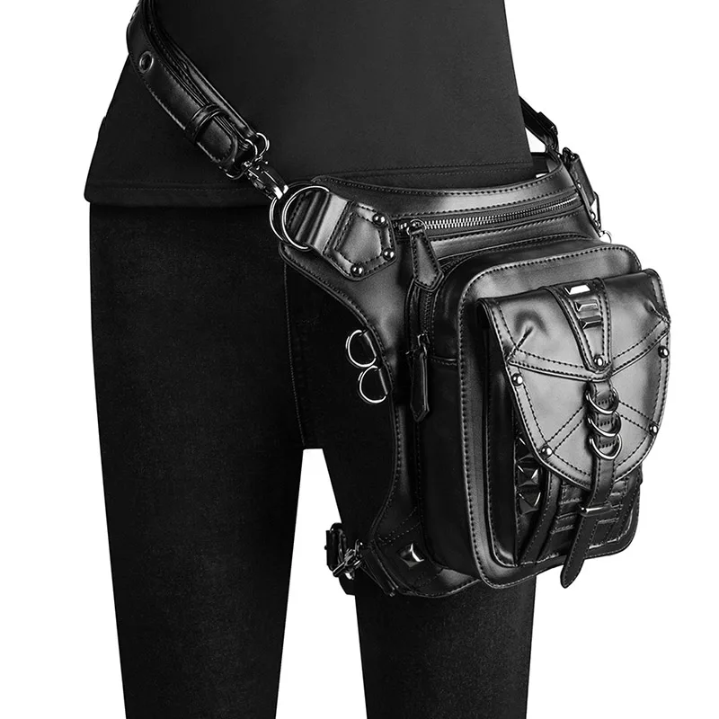 

Retro Steampunk Rivet Men Women Leg Belt Waist Bag Outdoor Casual Single Shoulder Crossbody Bags 2022 New Fashion Phone Pack