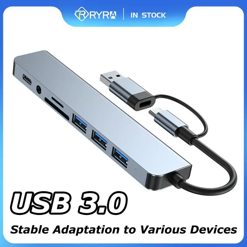 

Док-станция RYRA 8 в 1, USB Type C, USB 3,0, PD SD TF