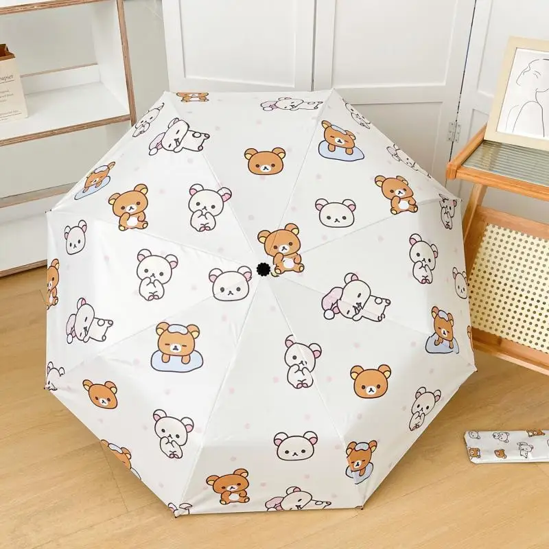 Kawaii милый зонт Rilakkuma двойного назначения дождя и света складной виниловый
