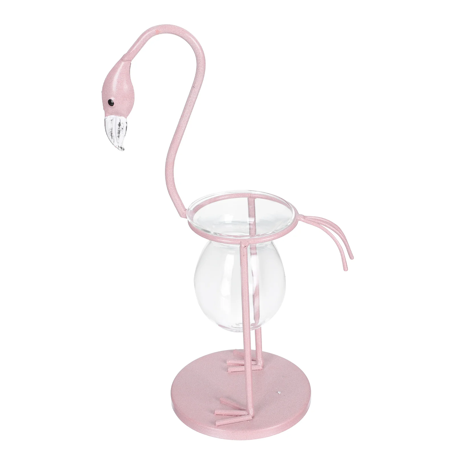

Hydroponic Vase Planter Decorative Glass Iron Ornament Decorate Creative Office Desktop Flamingos Adorn