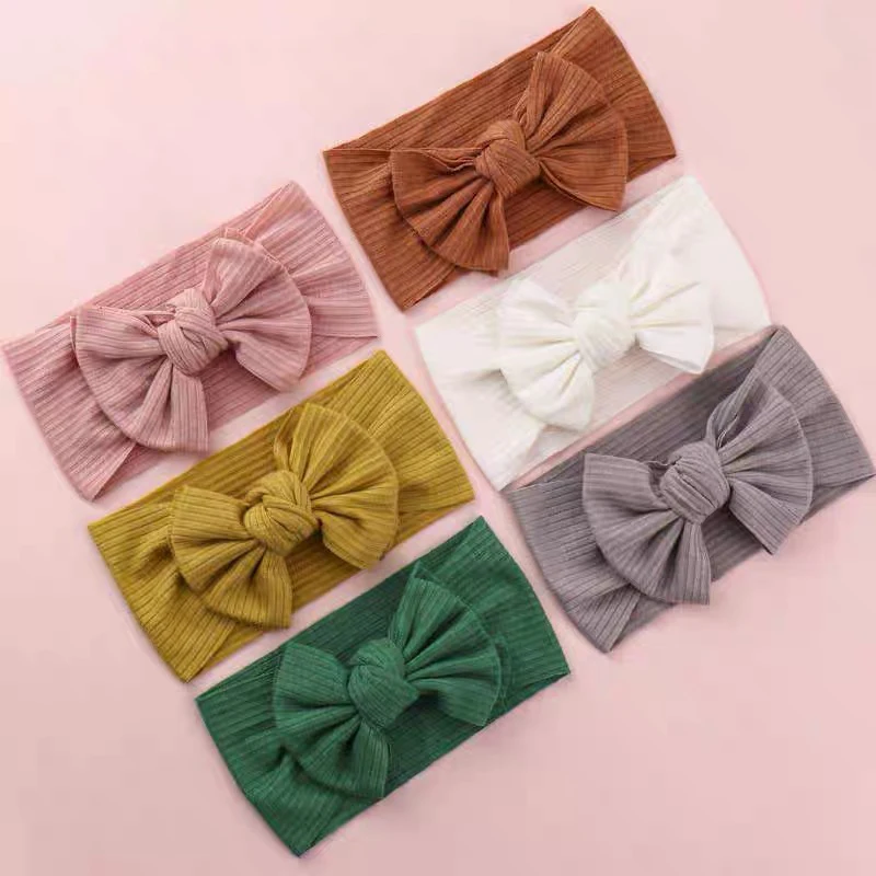 

Baby Headband Elastic Ribbed Bow Hair Accessories For Girls Kids Knit Turban Infant Headwrap Super Soft Hairband Toddler Bandage