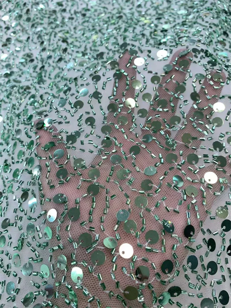 Африканские блестки сетчатая кружевная ткань 2024 французское бисерное тюль для