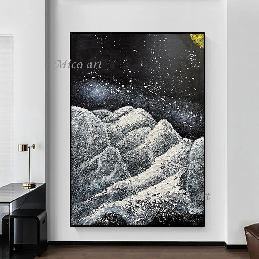 

Unframed Modern Wall Art Mountain Hand Painted Picture Canvas Latest Arrival Abstract Star Sky Natural Scenery Painting