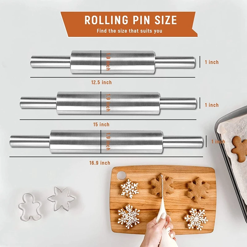 Rolling Pin For Baking Pizza Pie & Cookie Dough Roller With Handle Design Best Fondant Crust