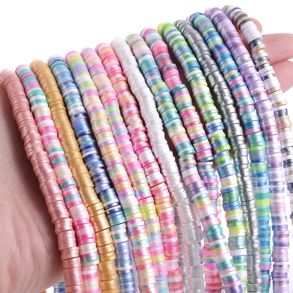 

Блестящие плоские круглые бусины из полимерной глины, 350 шт., 6 мм, чип-диск, свободный разделитель, бусины ручной работы в стиле бохо для изго...