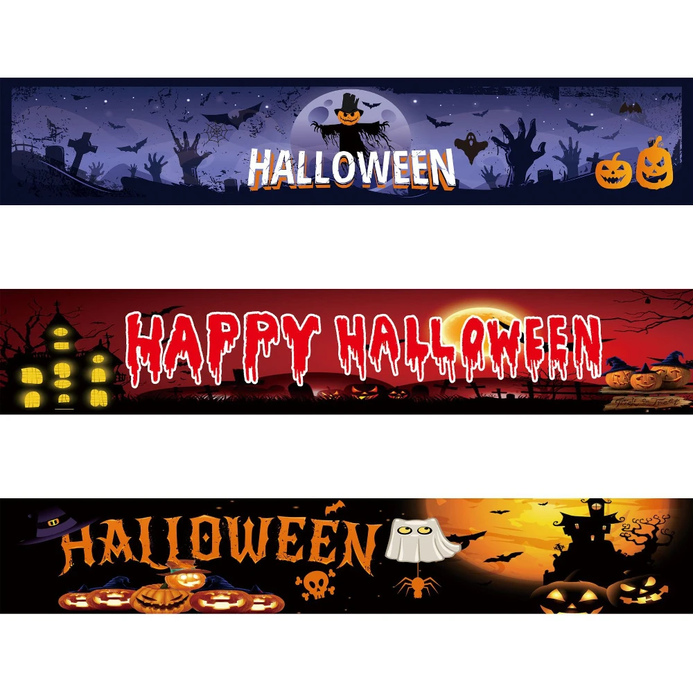 

Latest Halloween Banner Backdrop Happy Halloween Decoration For Home Bloody Bat Pumpkin Ghost Print Banner Halloween Suppiles