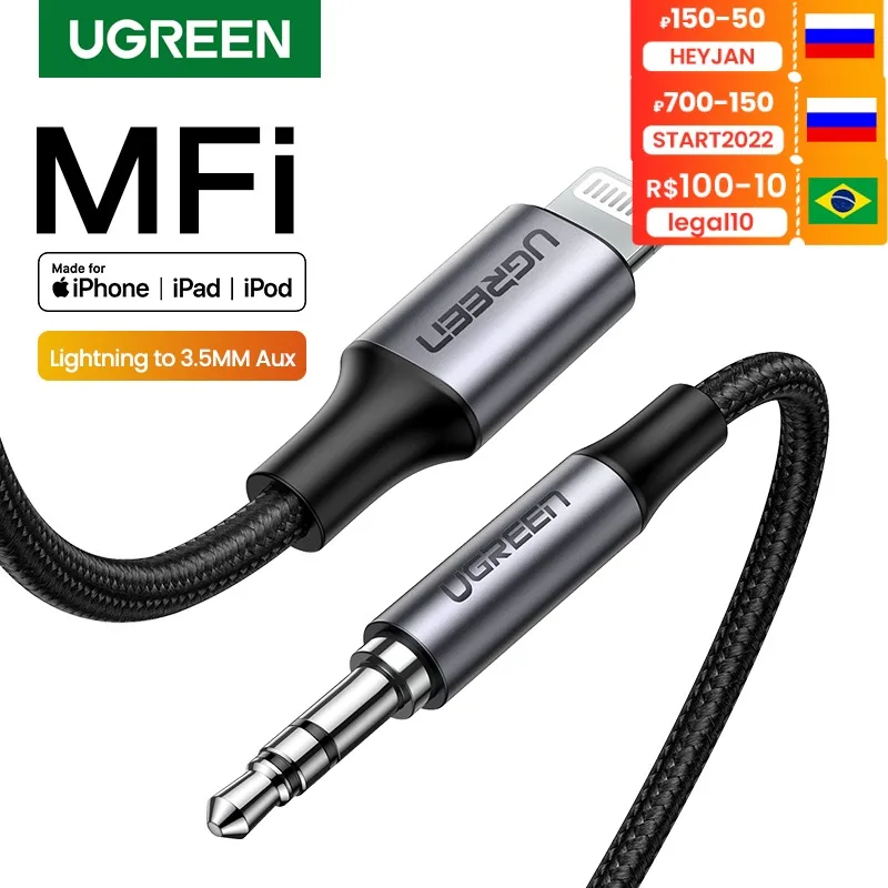 

UGREEN MFi Lightning to 3.5mm Aux Cable for iPhone 11 Pro Max X 8 7 3.5 mm Headphone Jack Adapter Male Aux Stereo Audio Cable