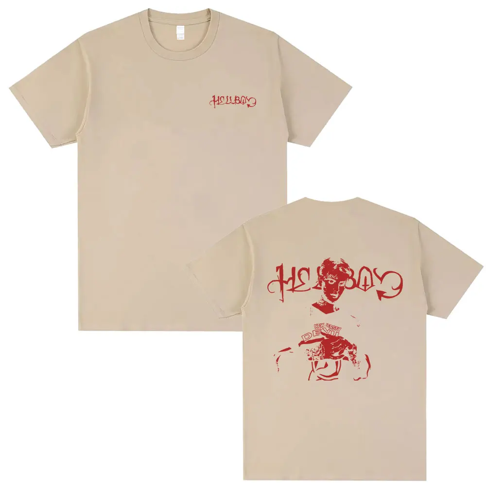 Фото Rapper Lil Peep Crybaby Hellboy Graphic T-shirts Men Women Clothing Hip Hop Oversized T Shirts Men's Casual Pure Cotton Tshirt №5