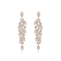 long leaves zirconia earring for weddingwomens crystals dangle earringgirls gatherings party jewelry accessories
