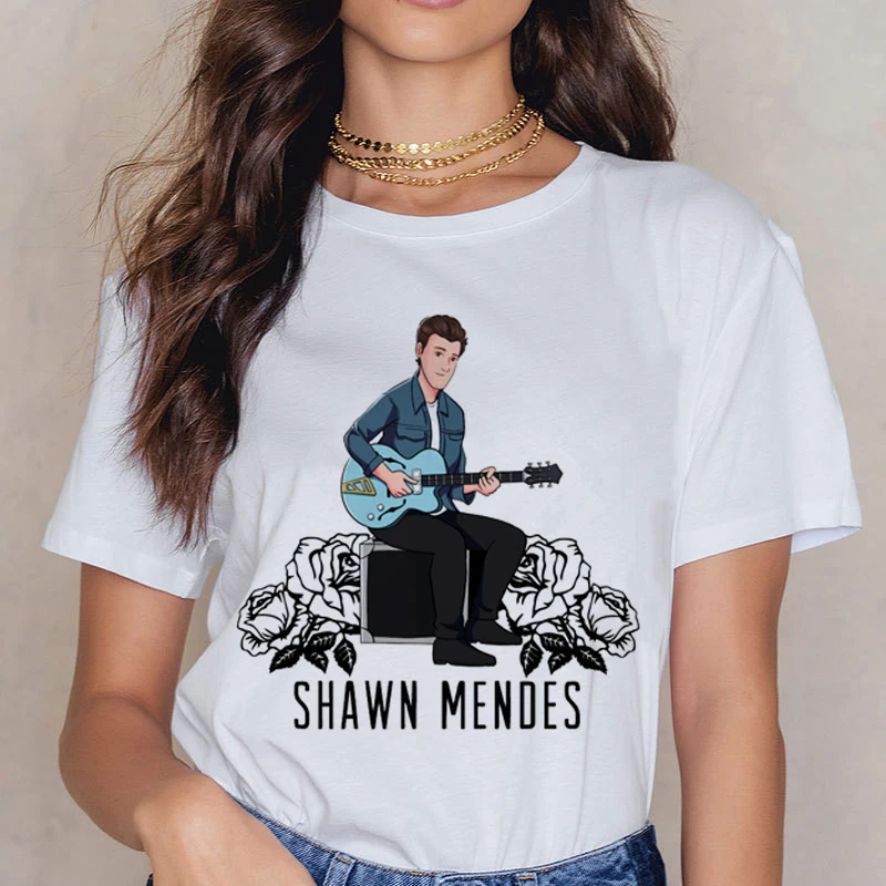 

Женская футболка с забавным принтом Shawn Mendes, модная футболка в стиле Харадзюку, Ullzang 90-х, Классическая футболка с графическим принтом, летние ...