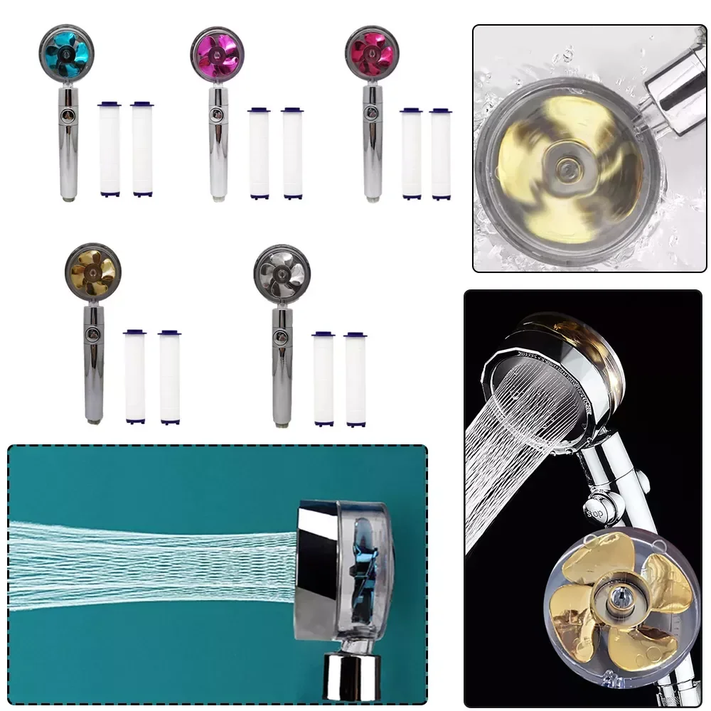 

Pressure Handheld Shower Head Water Saving Function Spray ABS Spray Nozzle with Rotating Windmill Fan Bathroom Accessories