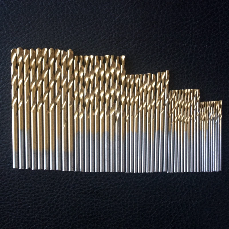 Профессиональные сверла с титановым покрытием 50 шт. высокоскоростные стальные