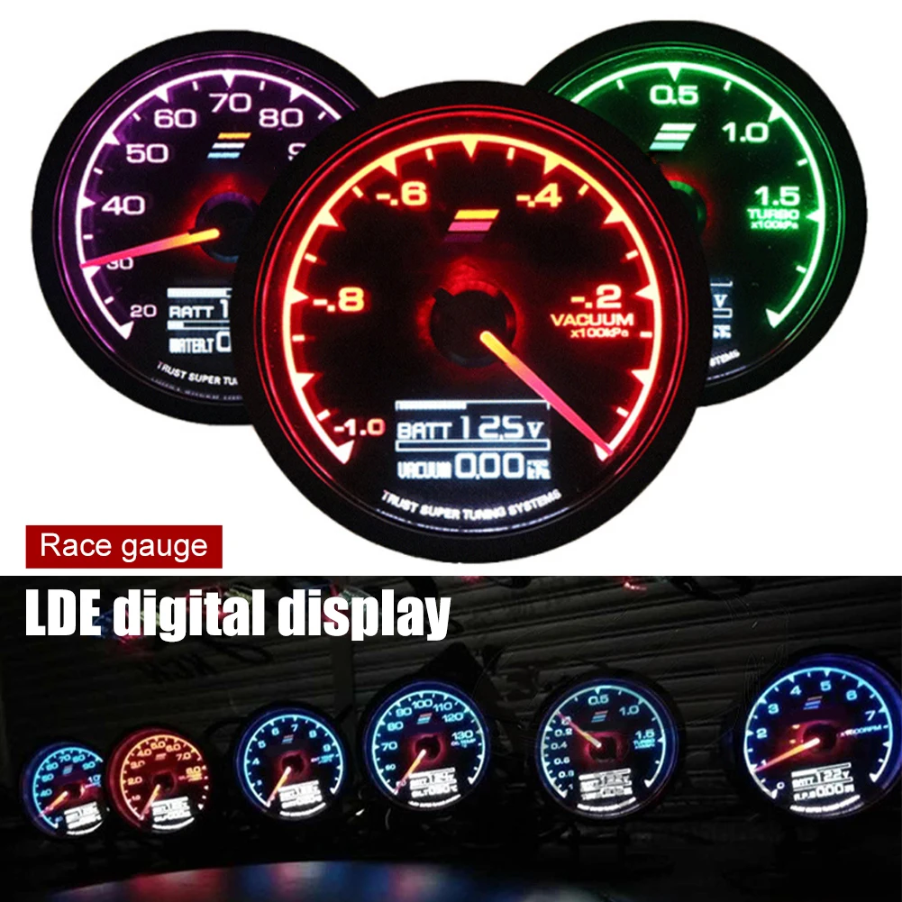 

2.5-Inch Car Gauge 12V Water Temp Oil Temp Oil Pressure Gauge Tachometer Digital Display with Backlit for 4/6/8 Cylinder Engine