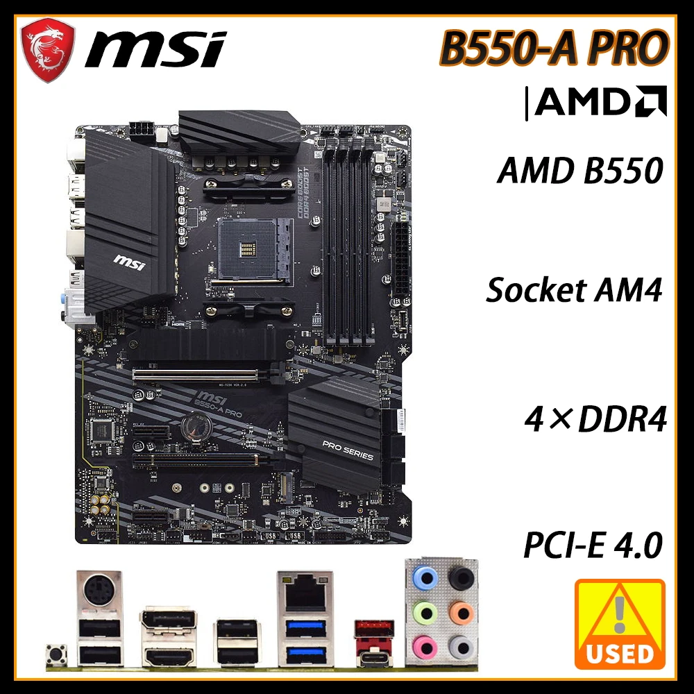 

MSI B550-A PRO Motherboard AM4 Support Kit Ryzen 5 5600g Cpus AMD B550 DDR4 128GB 3600MHz M.2 SATA3 PCI-E 4.0 HDMI USB3.2 ATX
