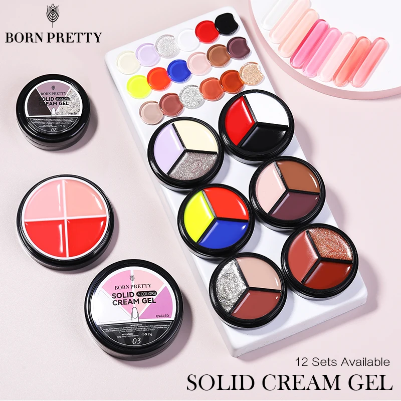BORN PRETTY Твердый кремовый гель-лак для ногтей 3/4 в 1 цвете консервированный Soak Off UV LED